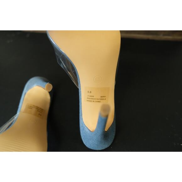 NWOT Cape Robbin Berry Slip-on Pointy Toe Heels Clear Upper Silver Womens 5.5 - Picture 7 of 7